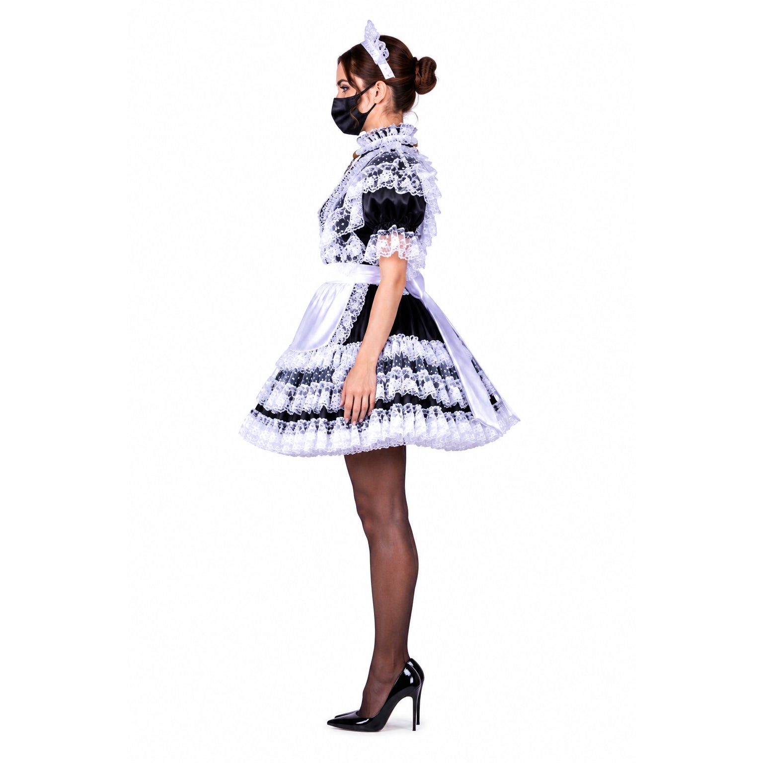 black satin dress G2349