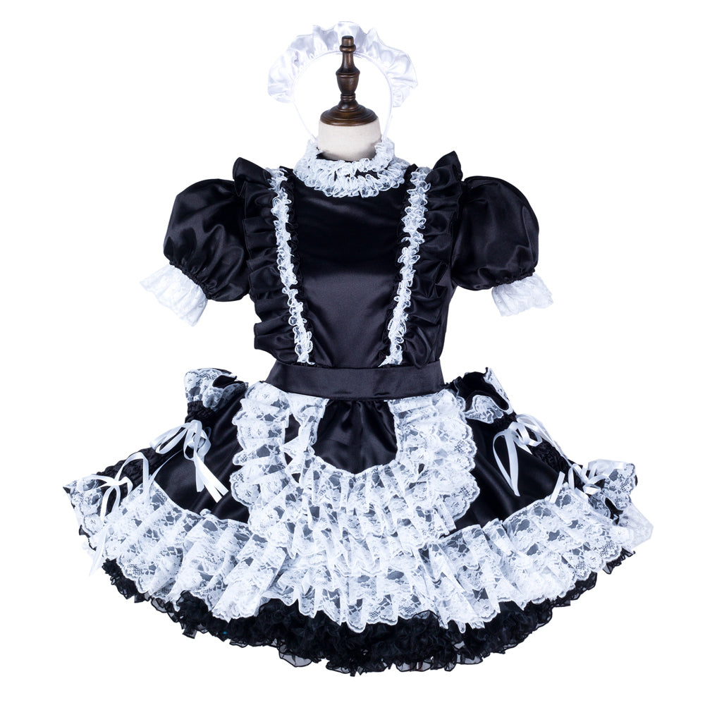 black satin dress G2351