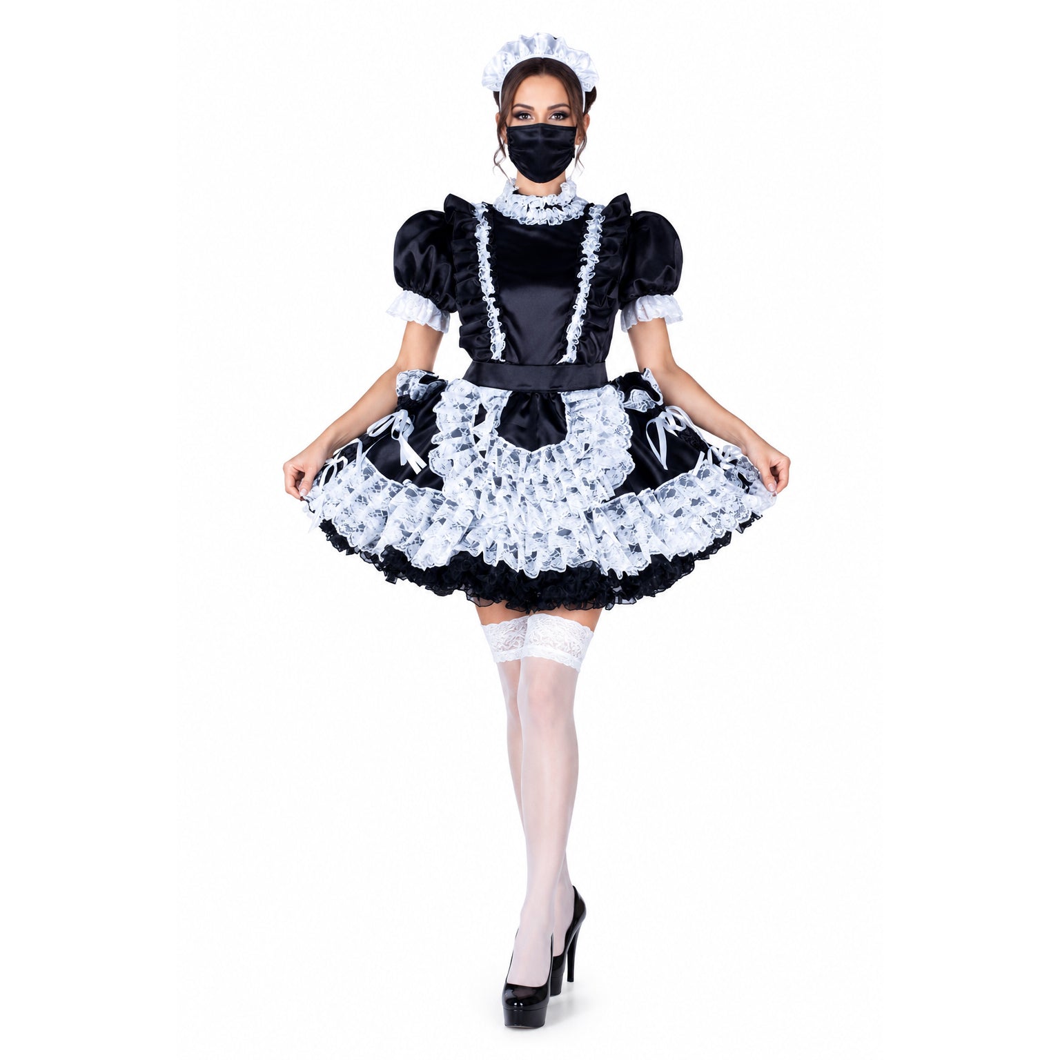 black satin dress G2351