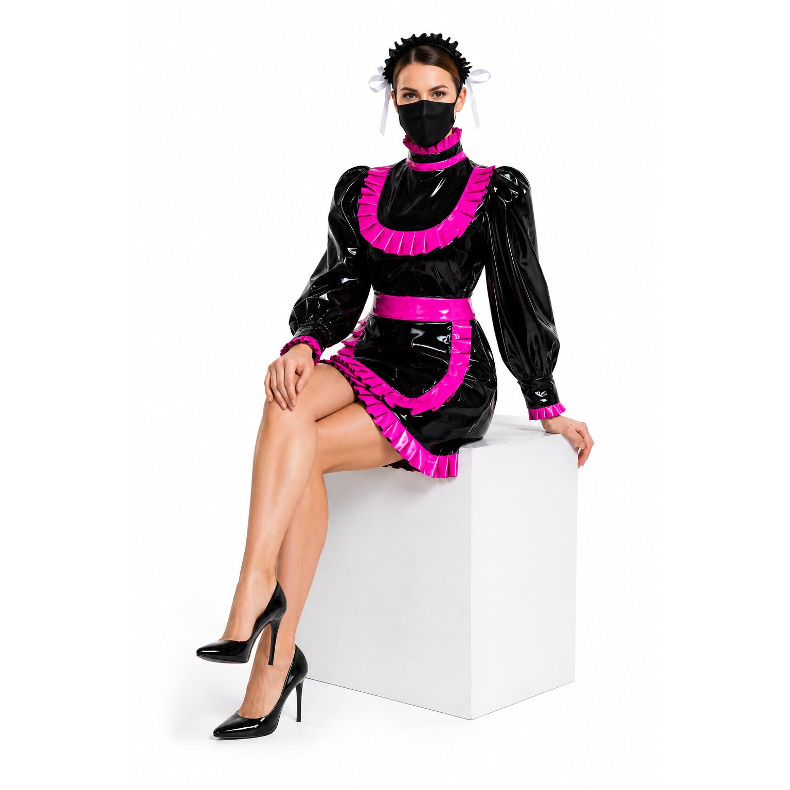 black heavy pvc dress G2353