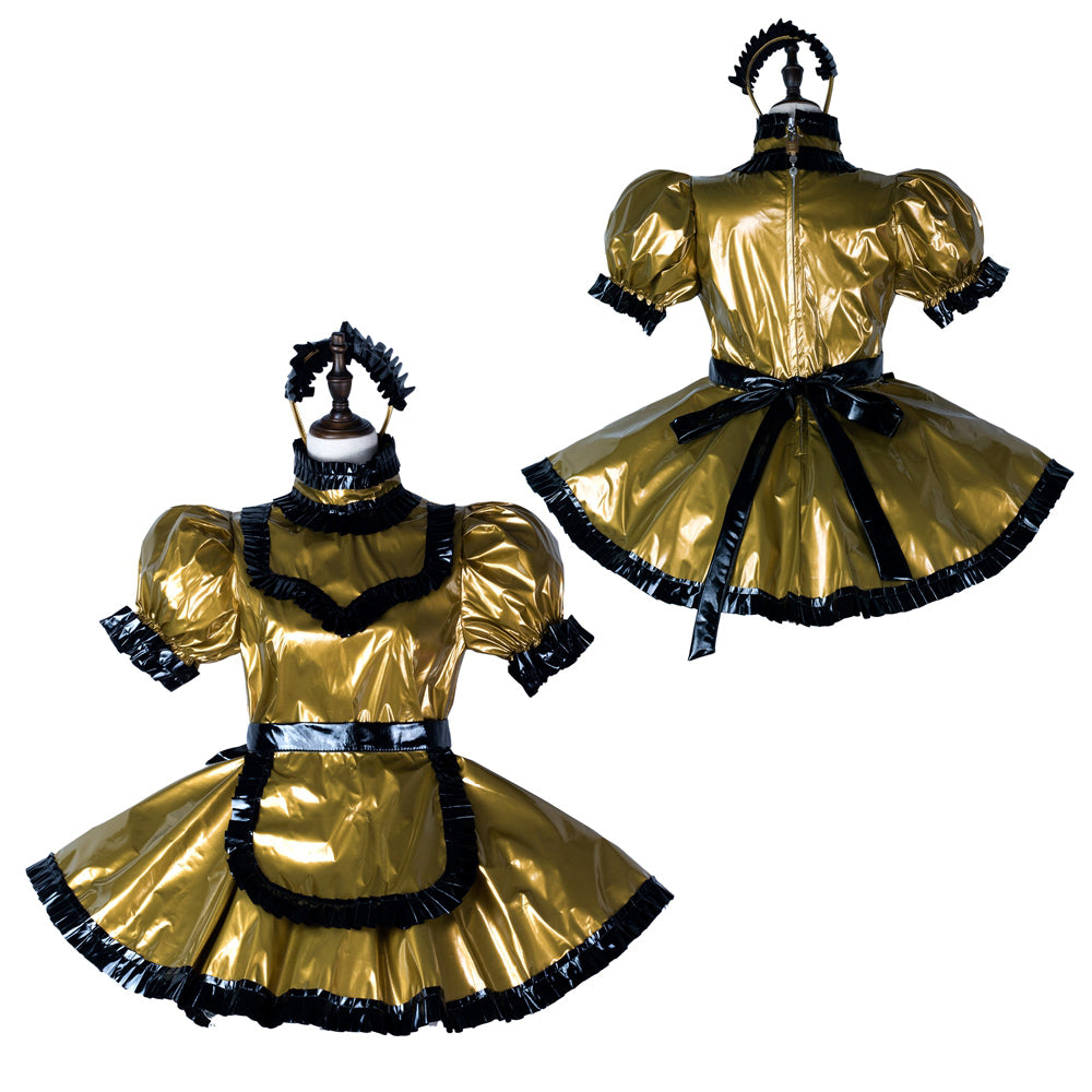 gold thin pvc dress G2356