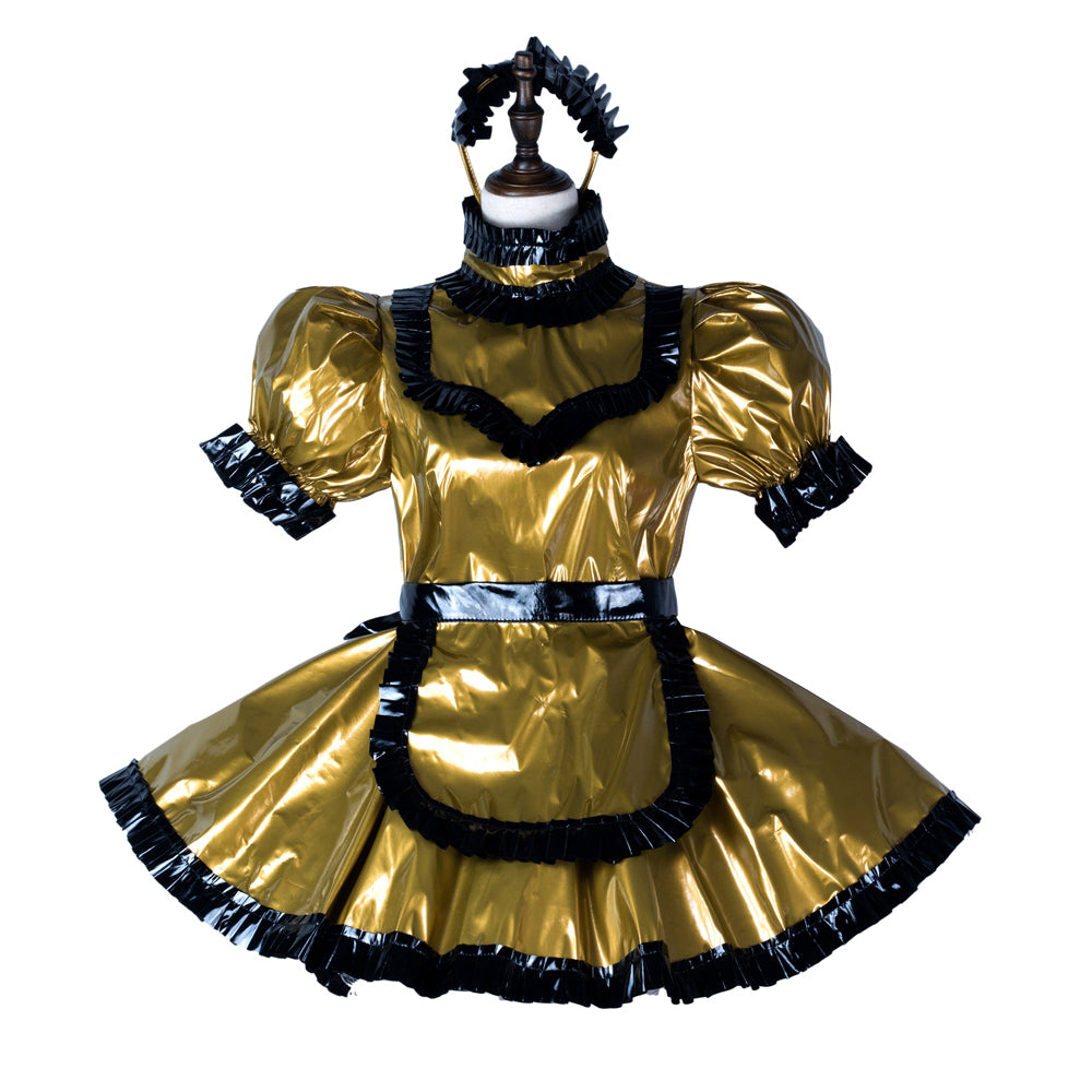 gold thin pvc dress G2356