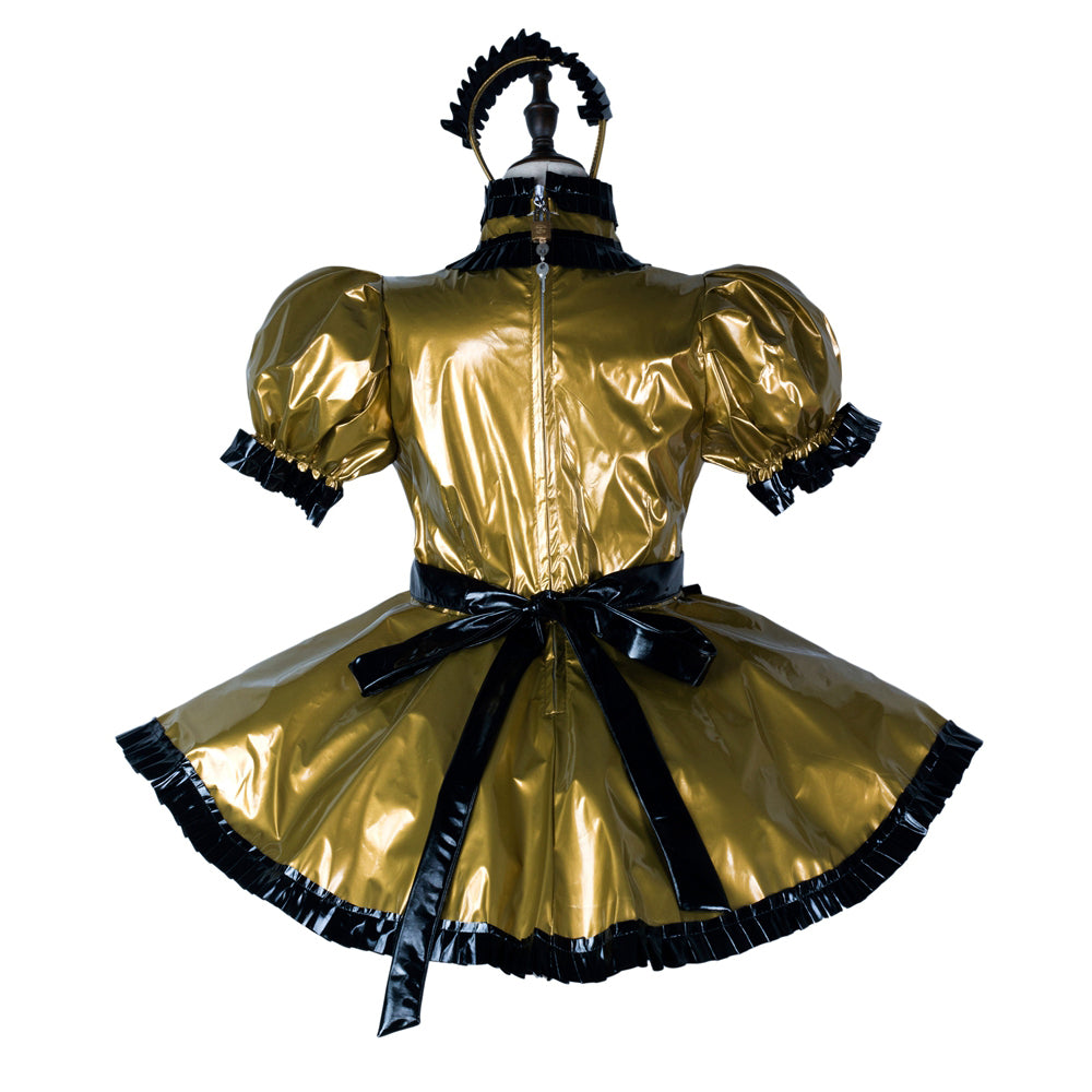 gold thin pvc dress G2356