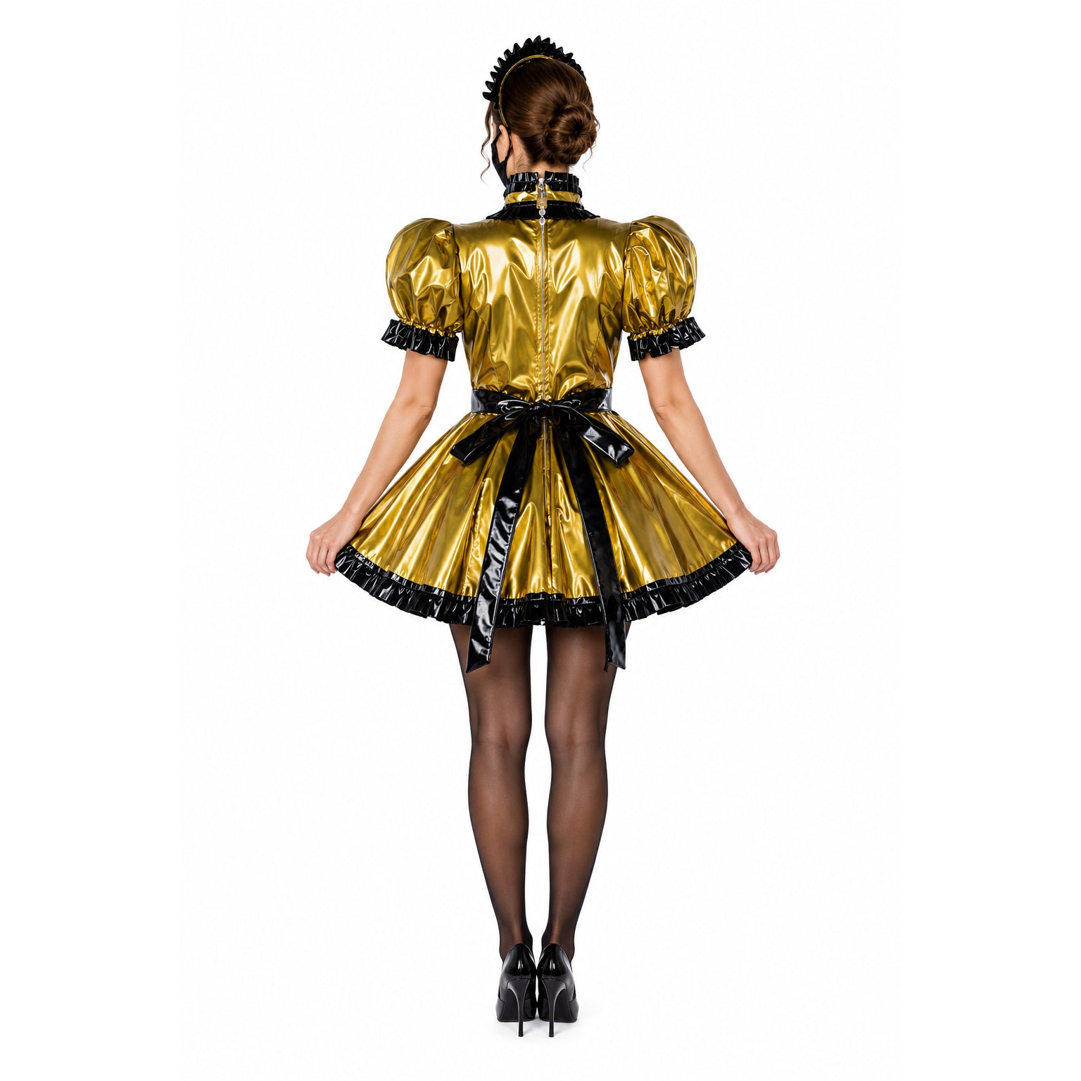 gold thin pvc dress G2356