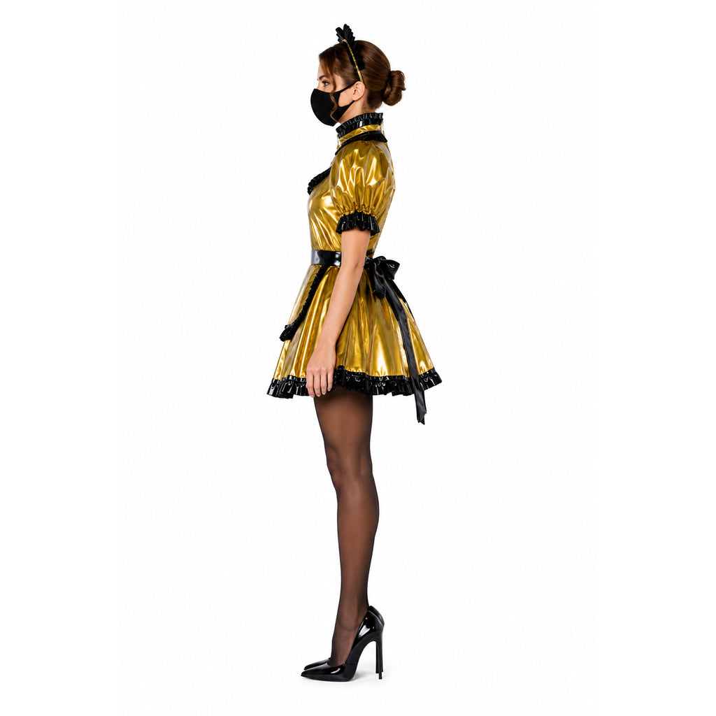 gold thin pvc dress G2356