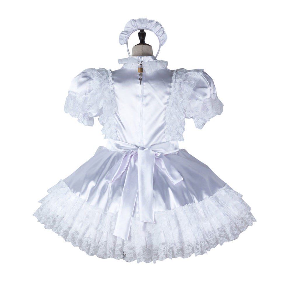 white satin dress G2358