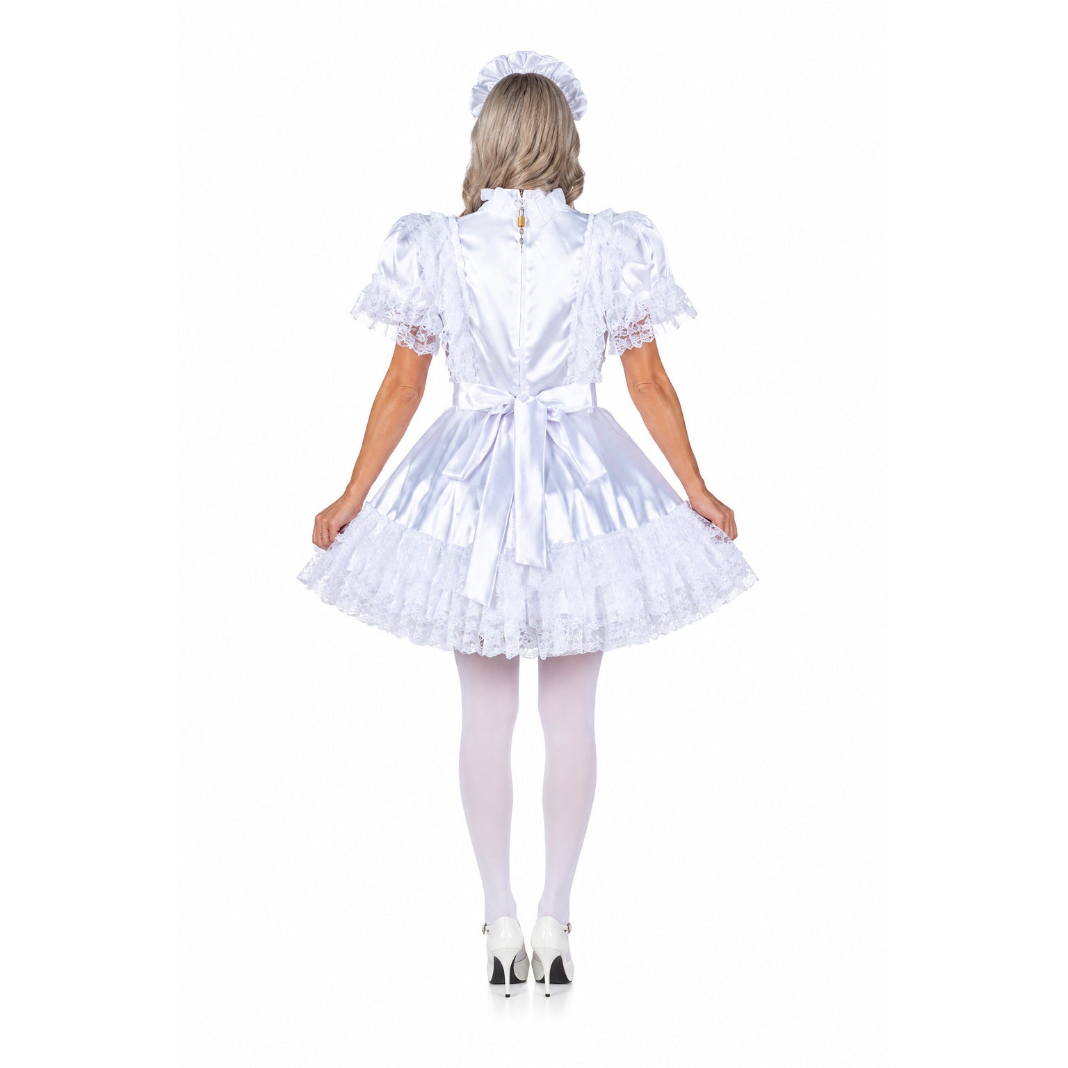 white satin dress G2358