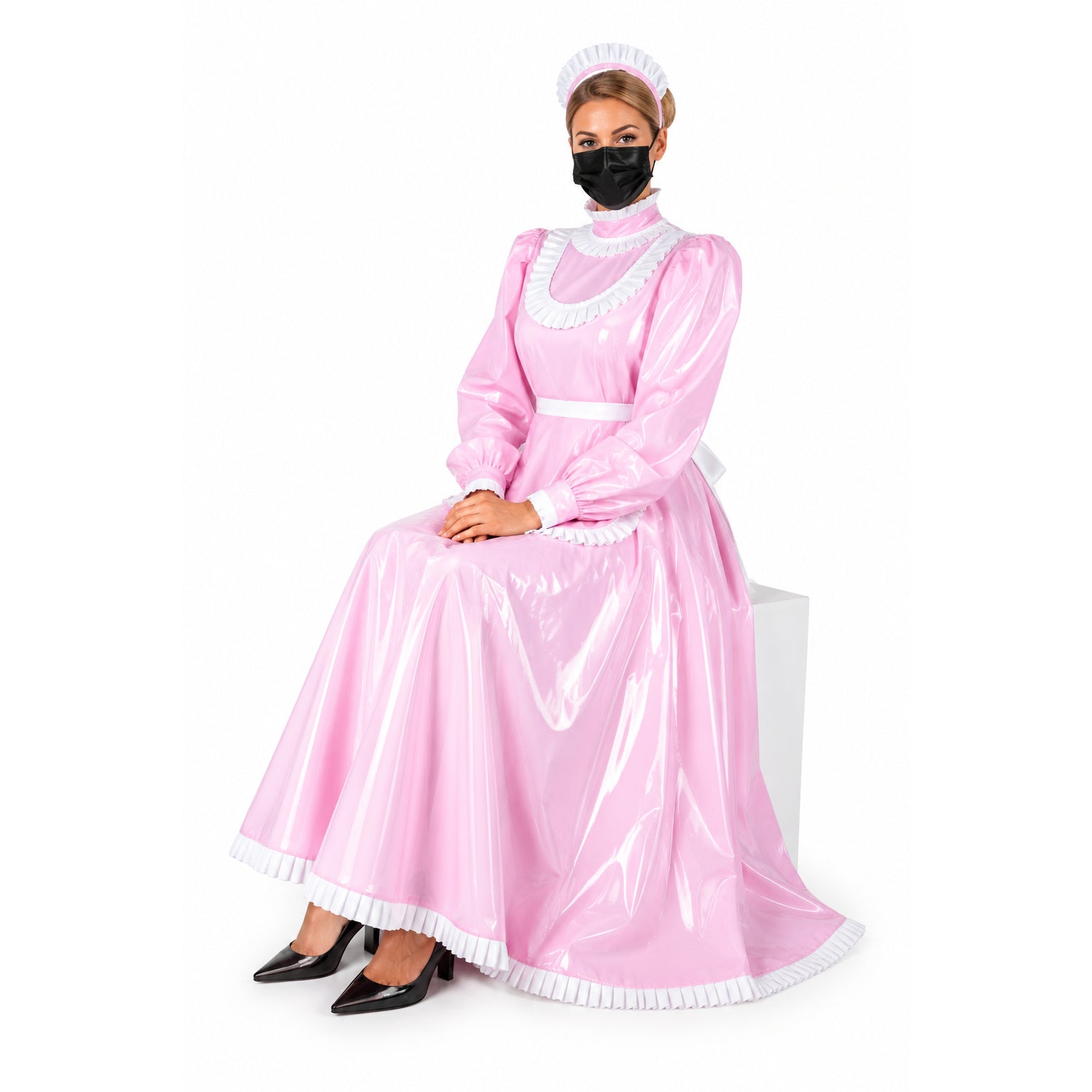 pink thin pvc dress G2359