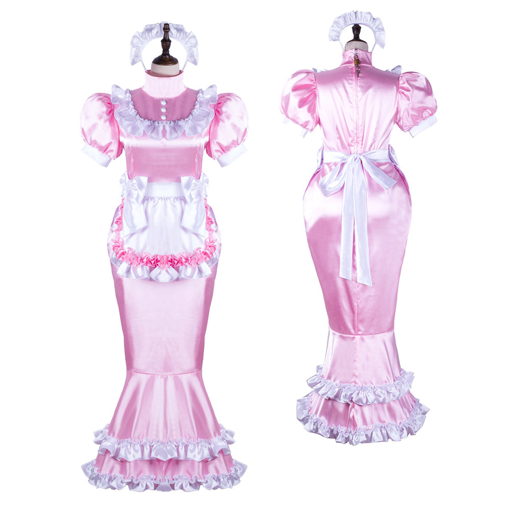 pink satin dress G2361