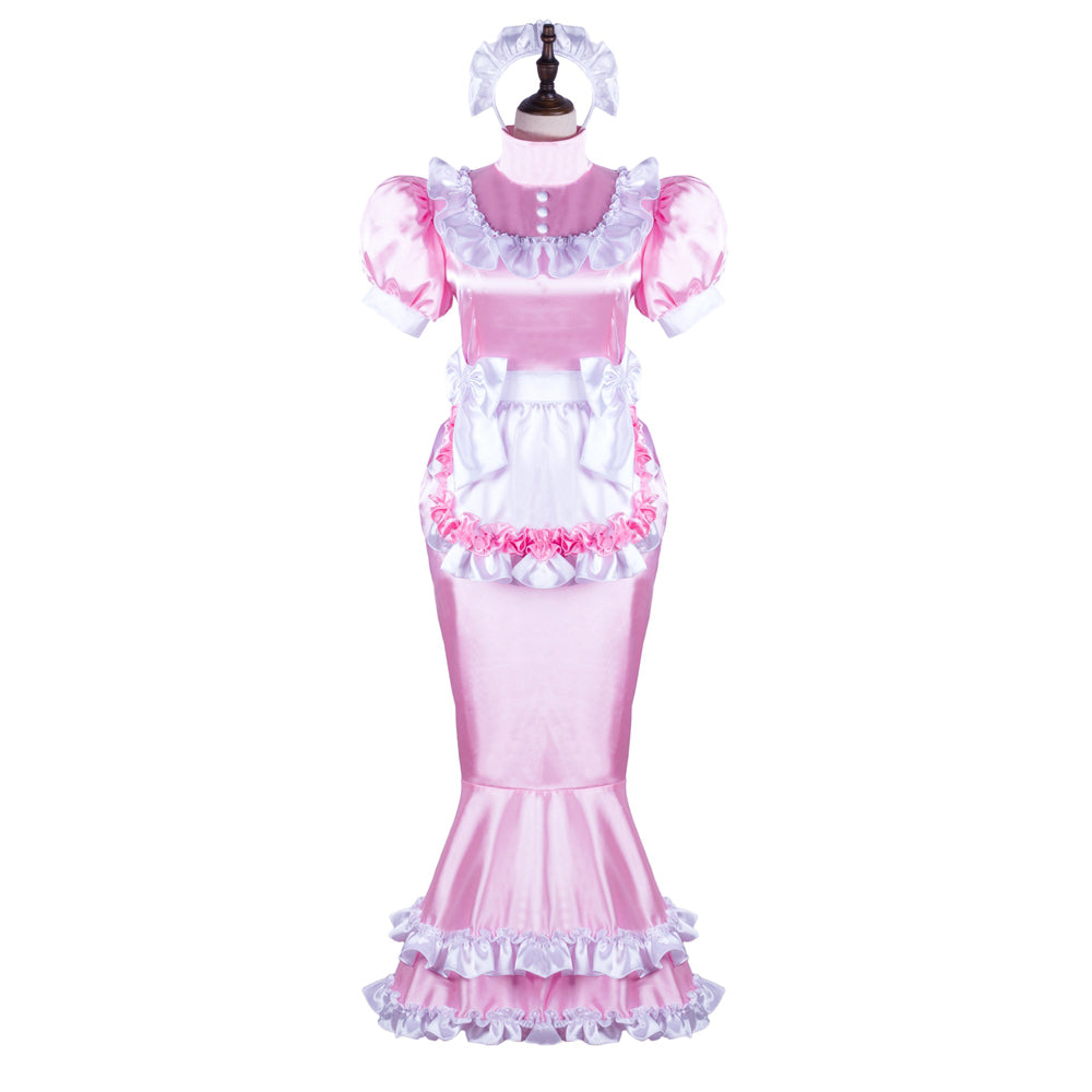 pink satin dress G2361