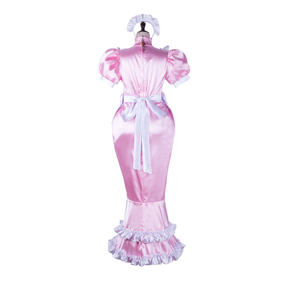 pink satin dress G2361