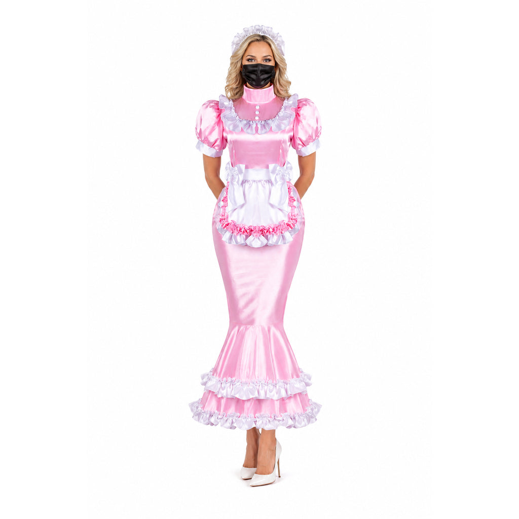 pink satin dress G2361