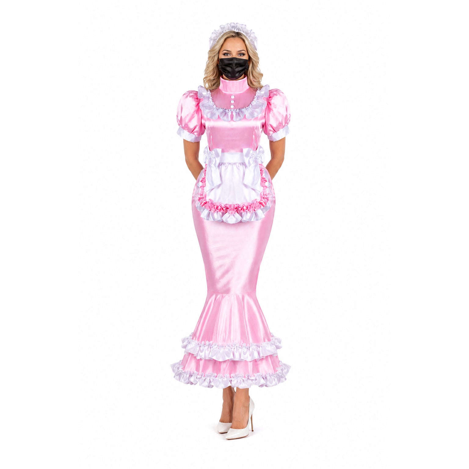 pink satin dress G2361