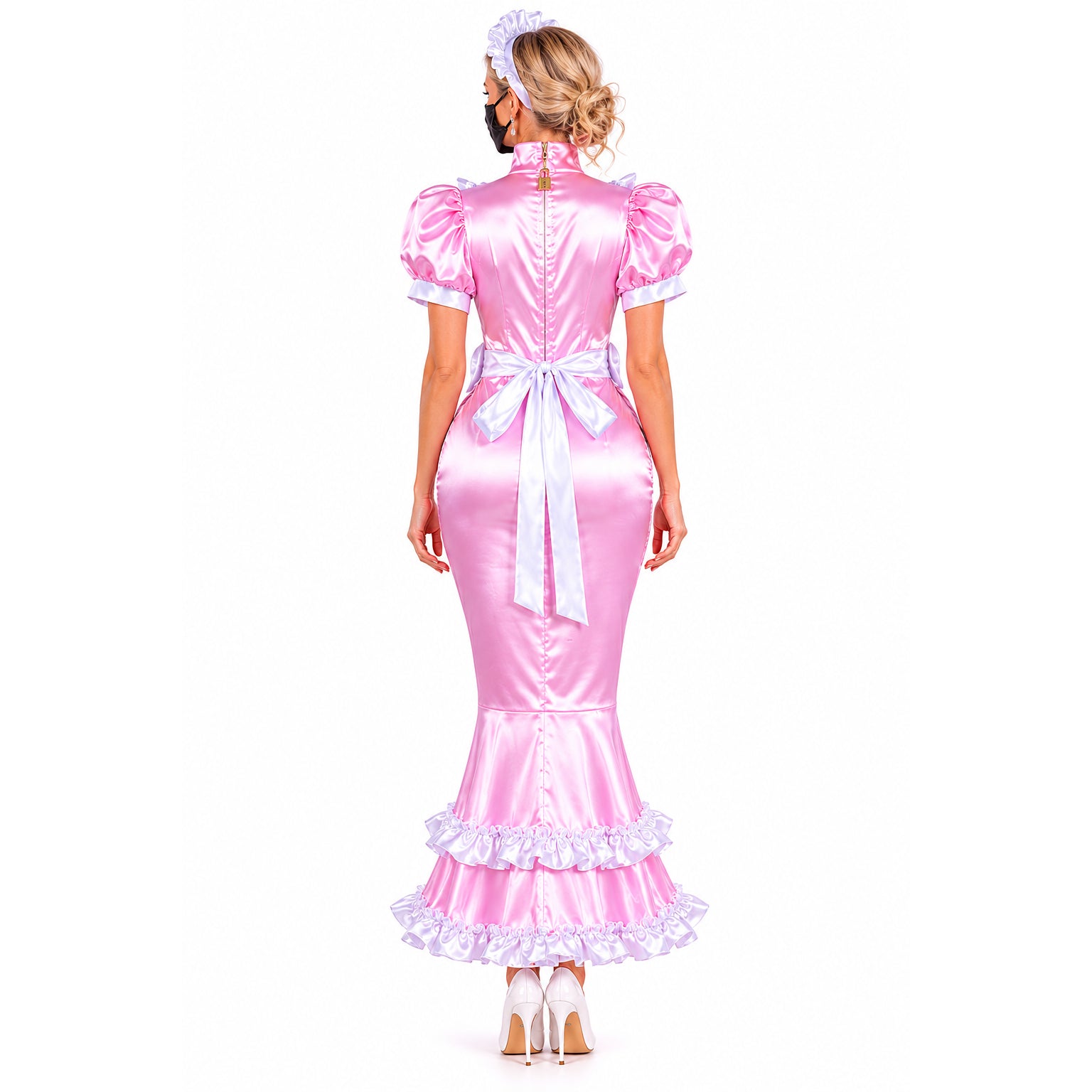 pink satin dress G2361
