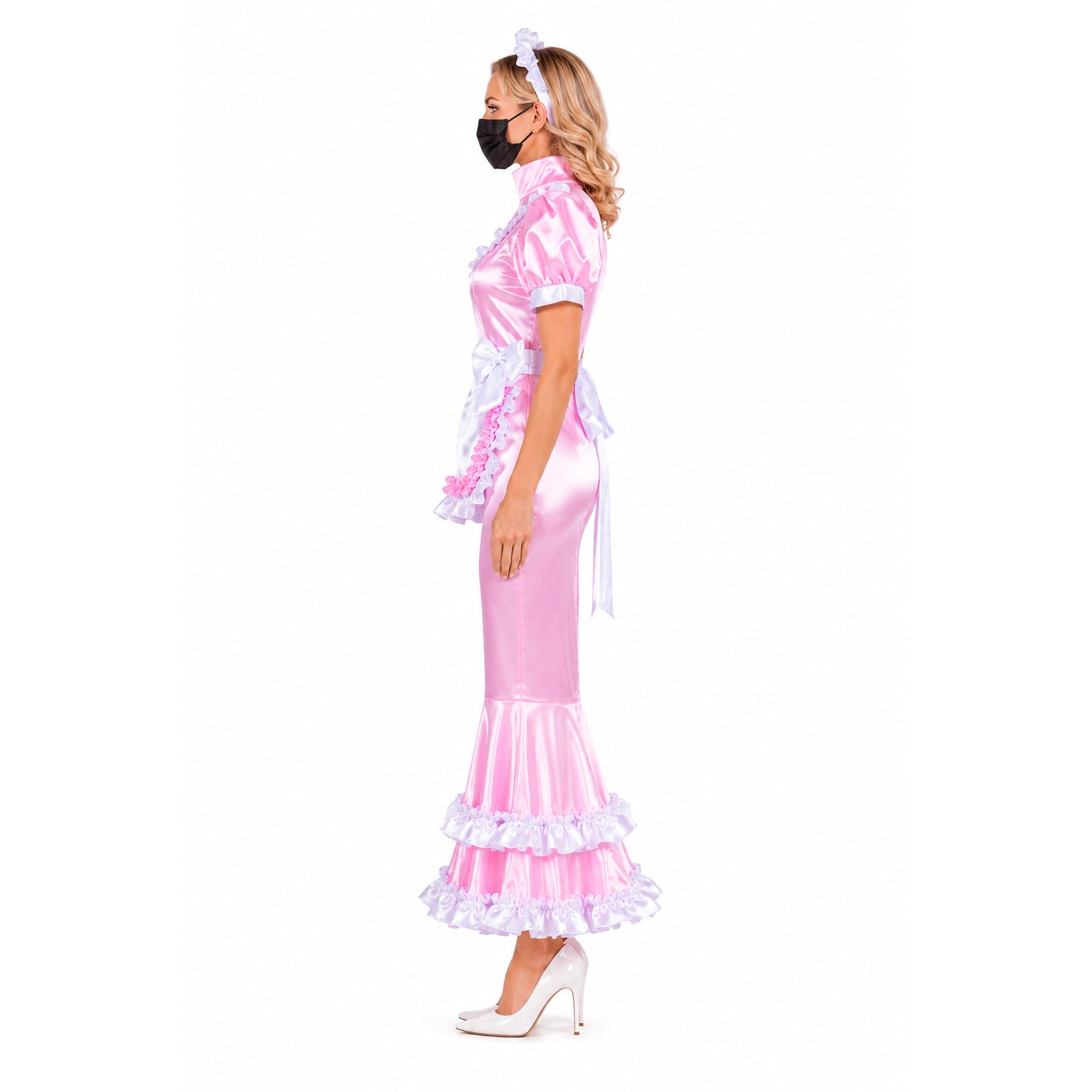 pink satin dress G2361