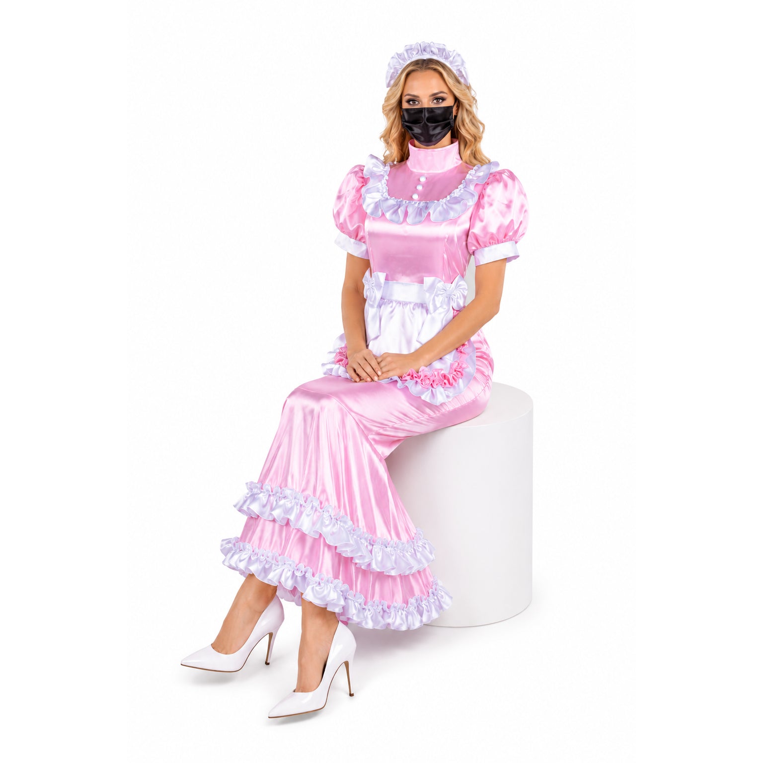 pink satin dress G2361
