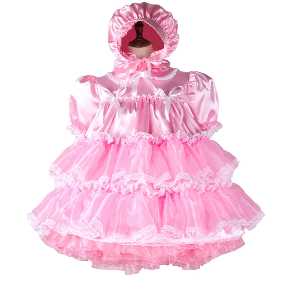 pink satin organza dress G2363