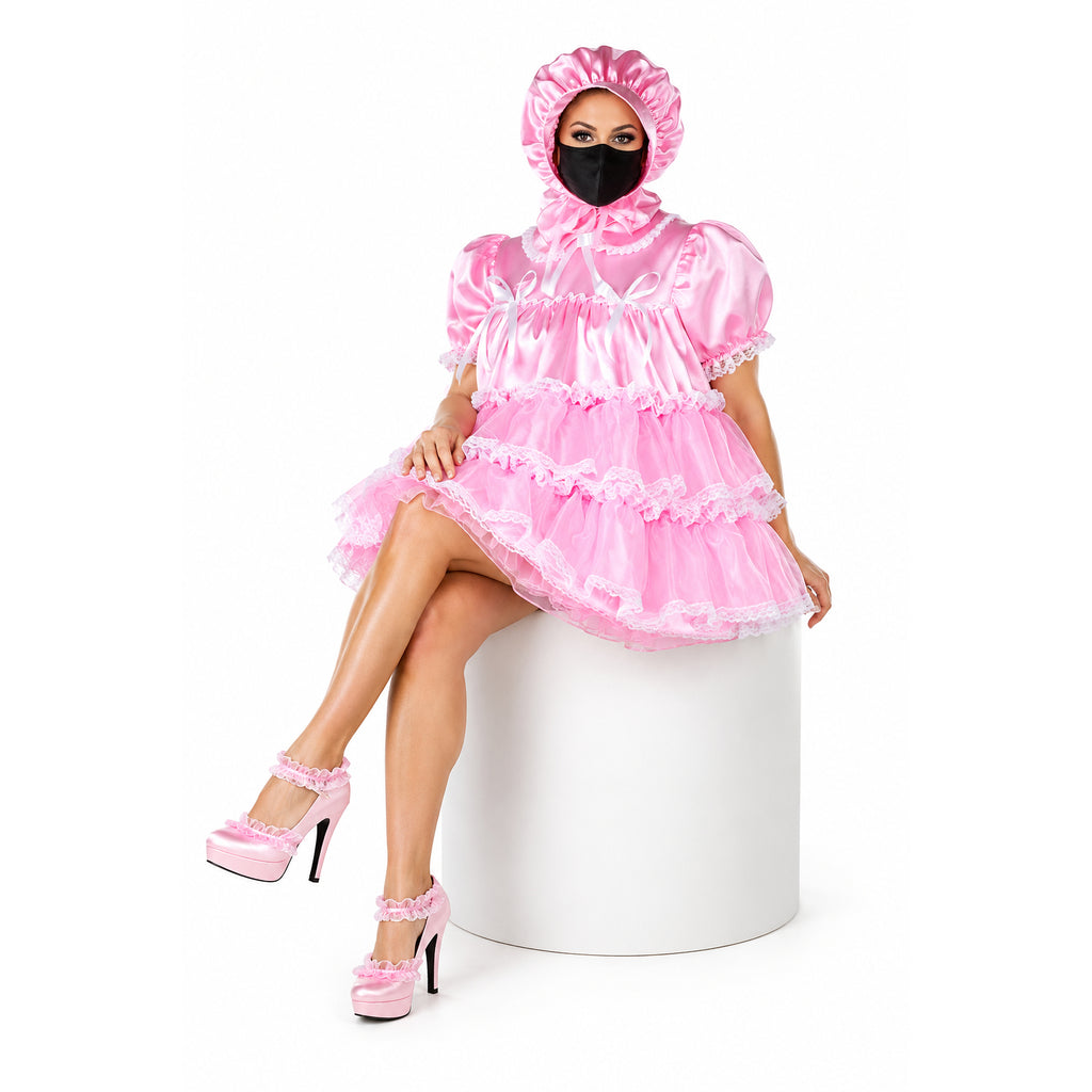 pink satin organza dress G2363