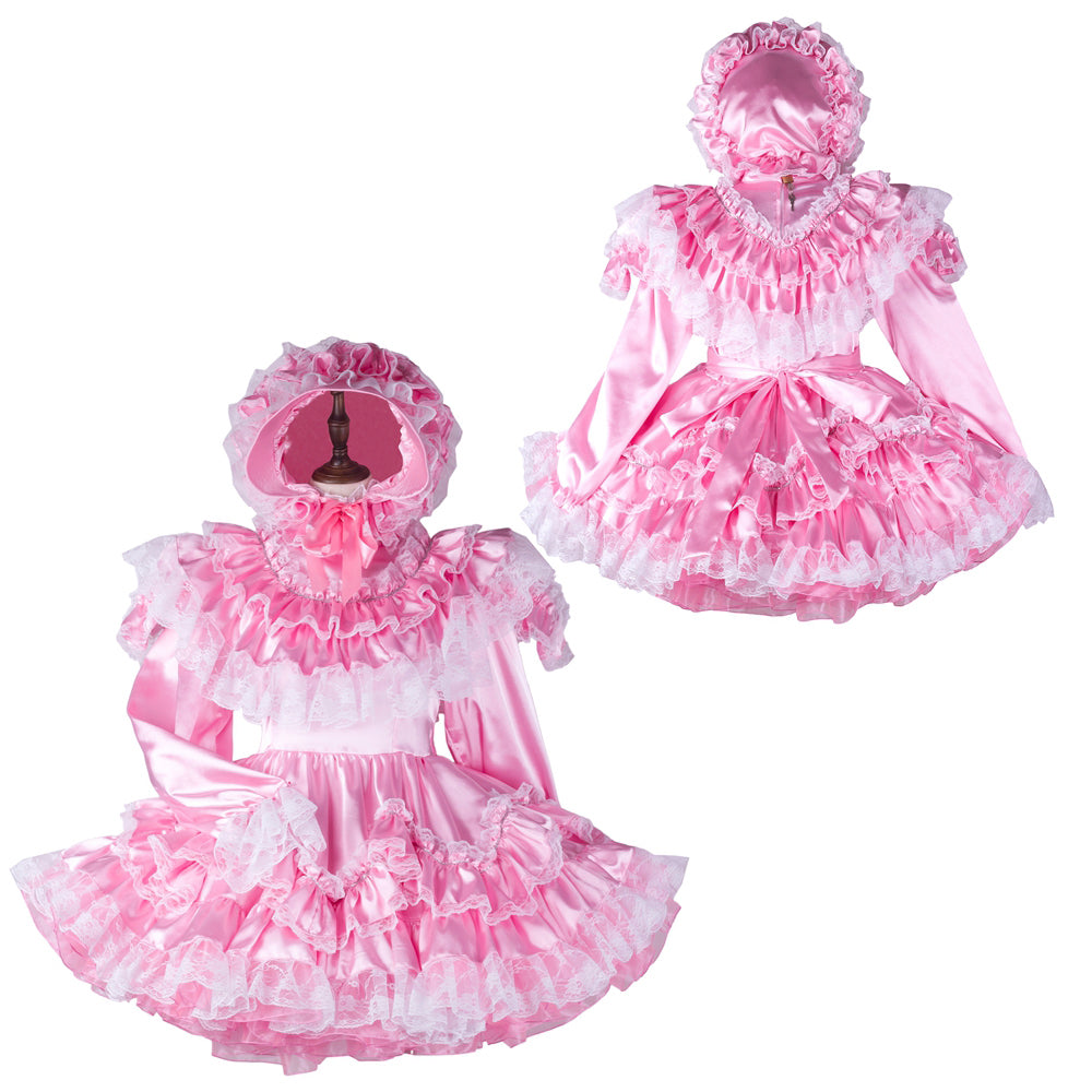 pink satin dress G2364