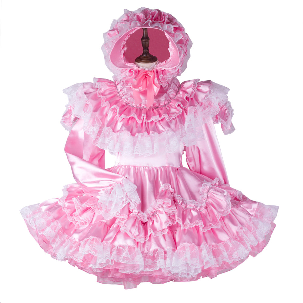 pink satin dress G2364