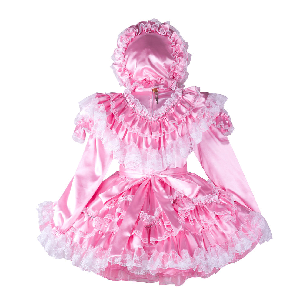 pink satin dress G2364