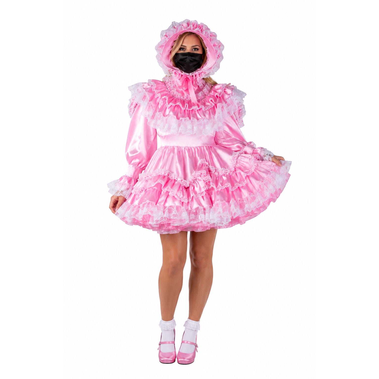 pink satin dress G2364