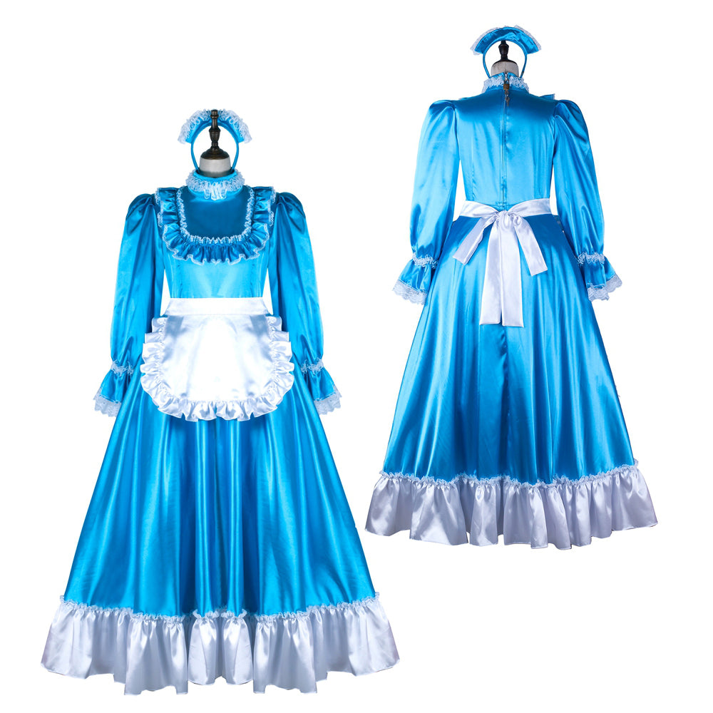 blue satin dress G2365
