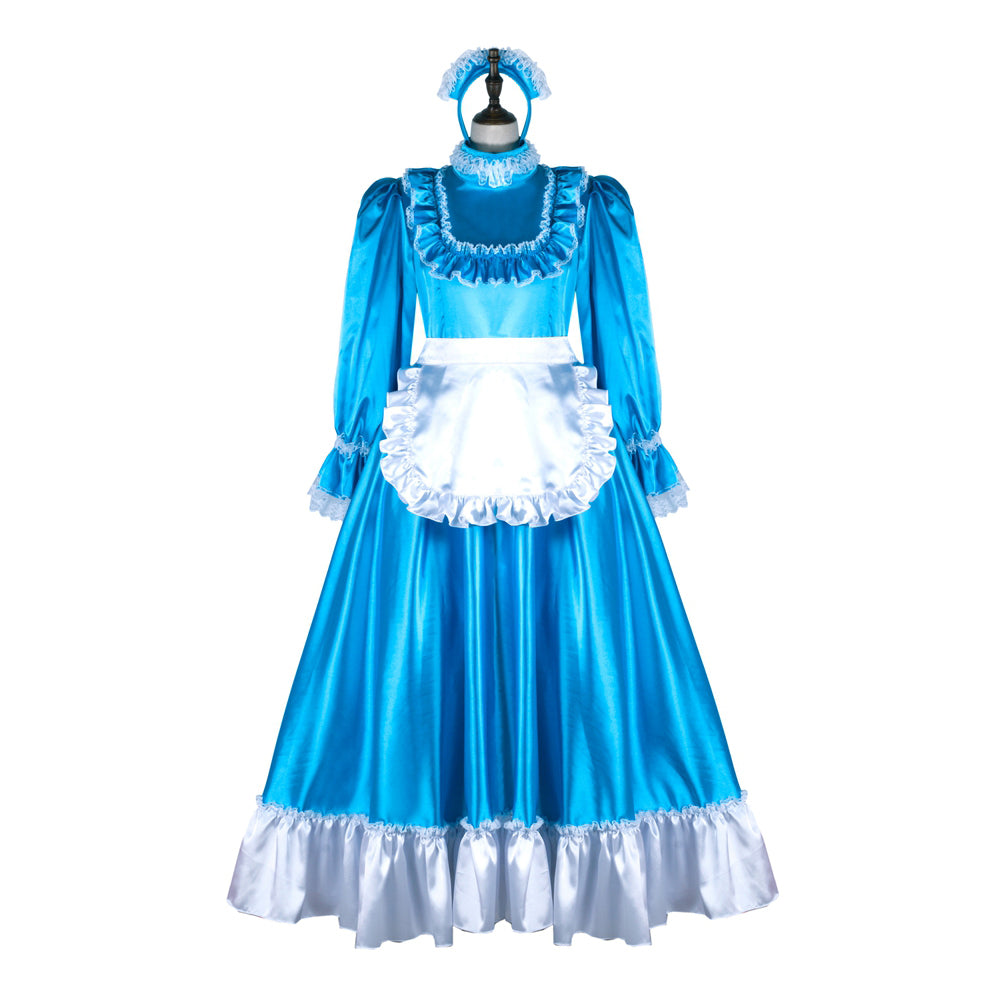 blue satin dress G2365