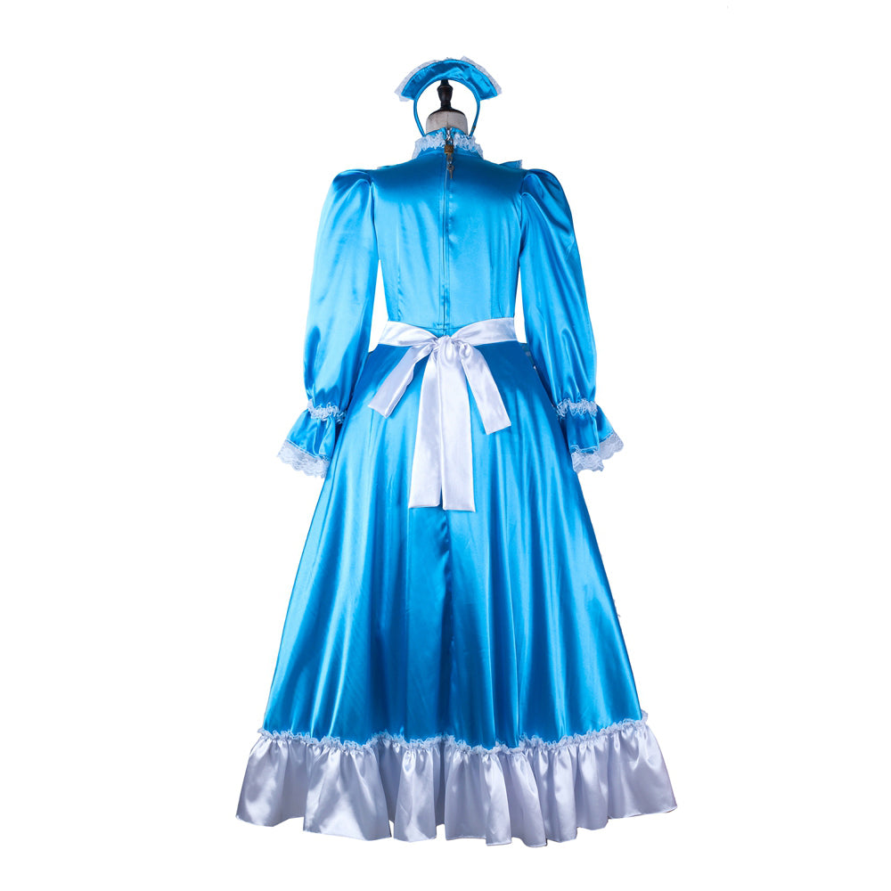 blue satin dress G2365