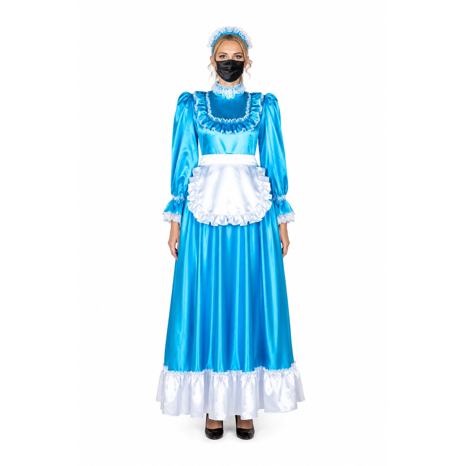 blue satin dress G2365