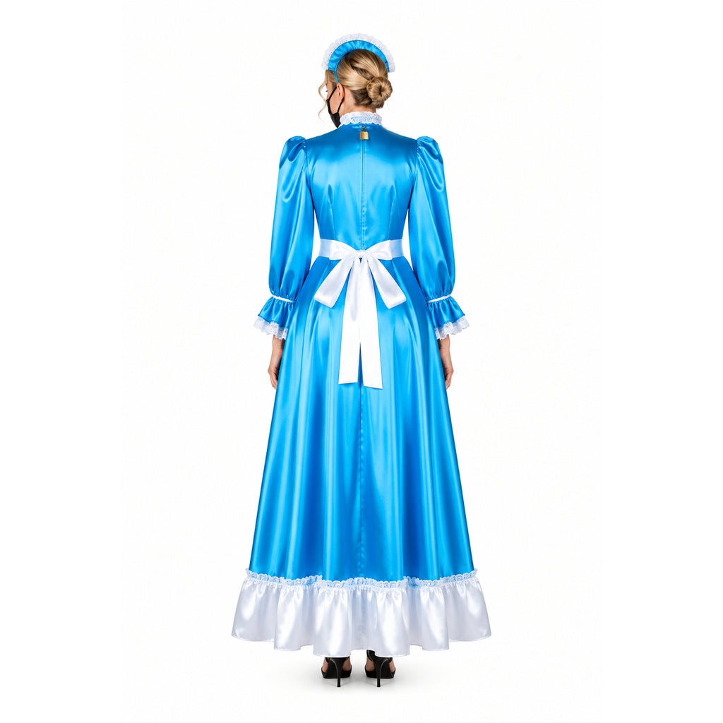 blue satin dress G2365