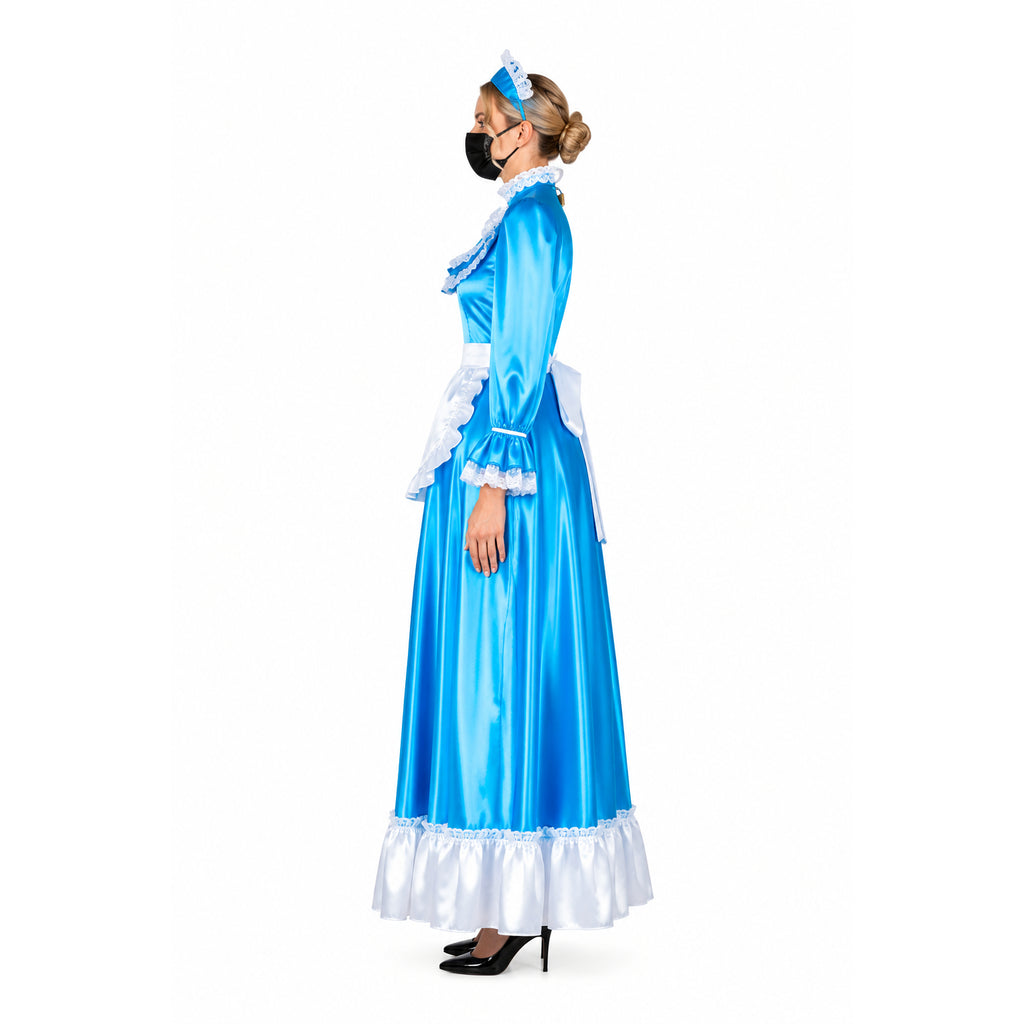blue satin dress G2365