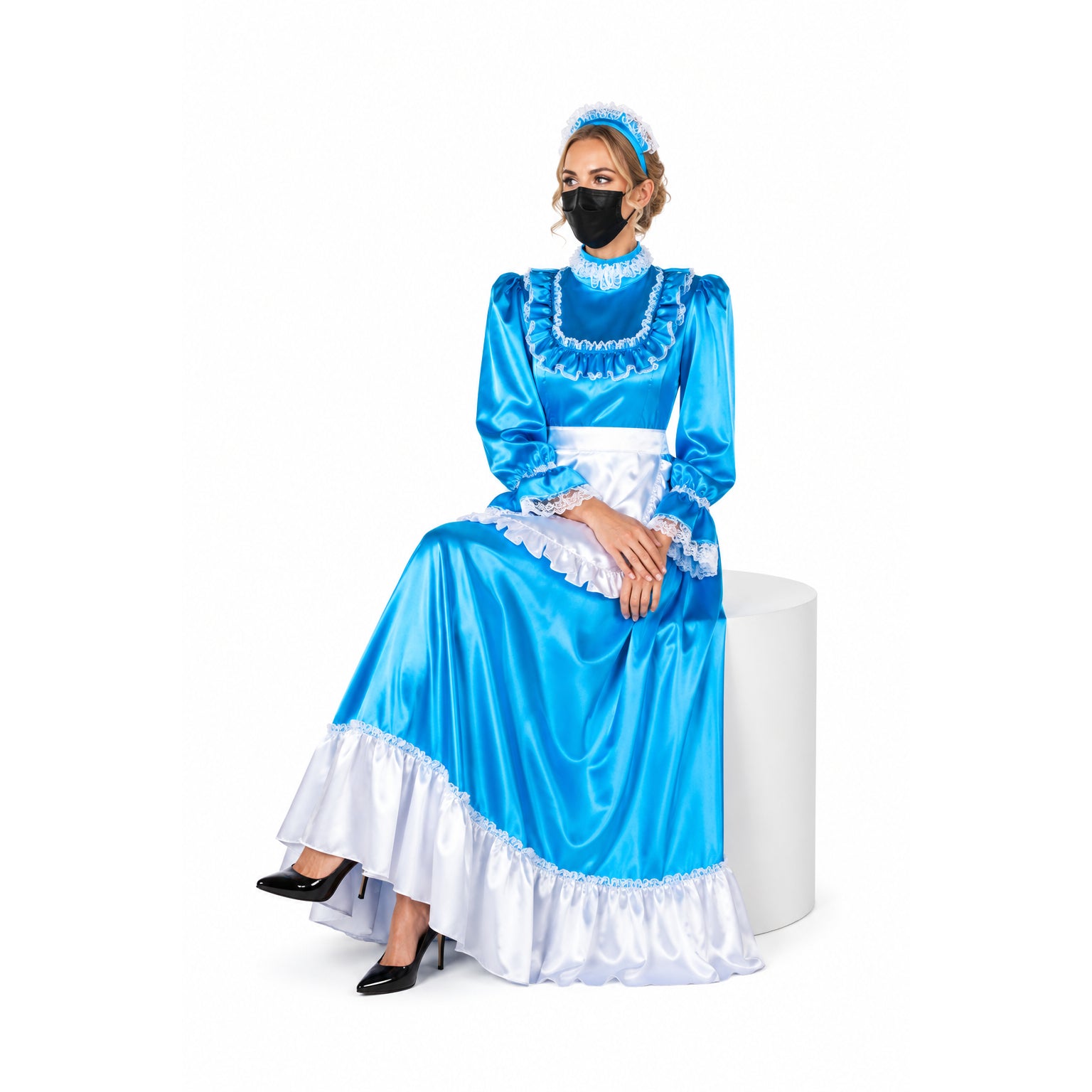 blue satin dress G2365