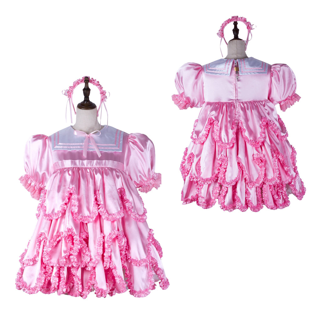 pink satin dress G2366