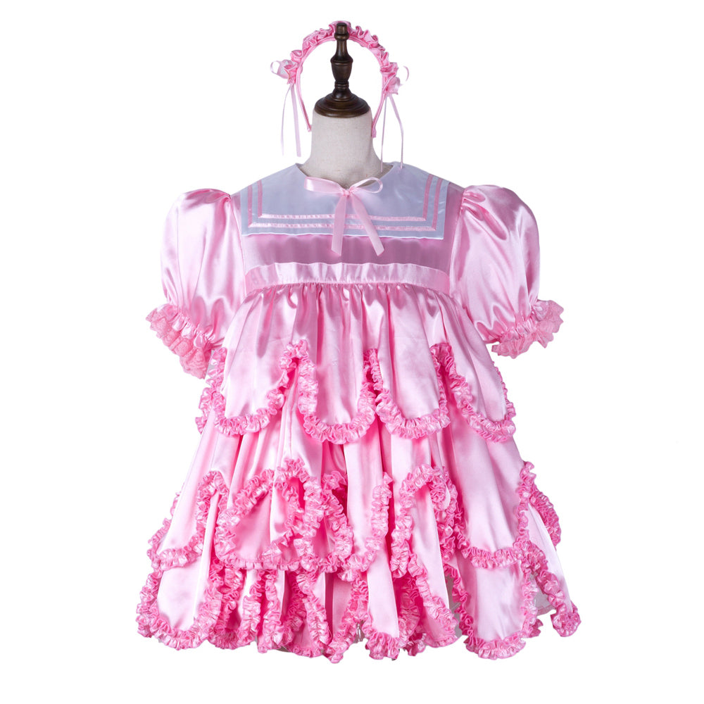 pink satin dress G2366