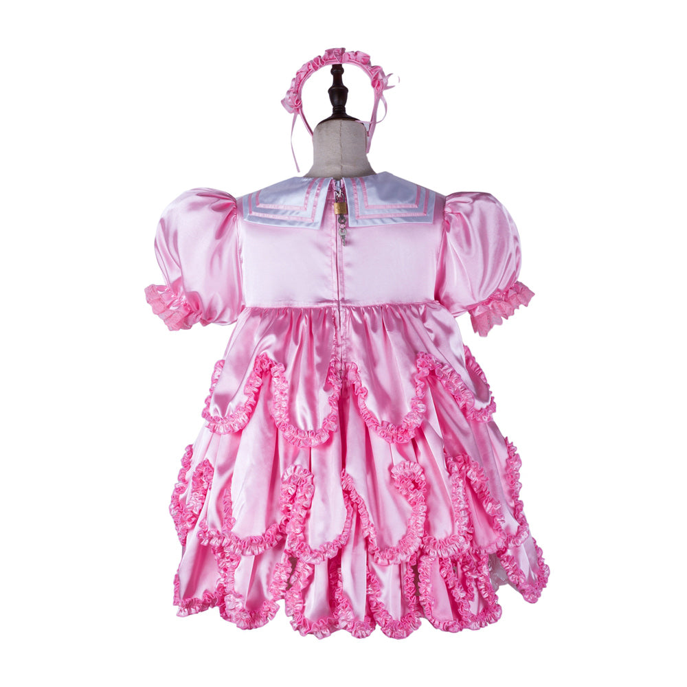 pink satin dress G2366