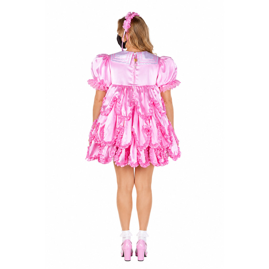 pink satin dress G2366