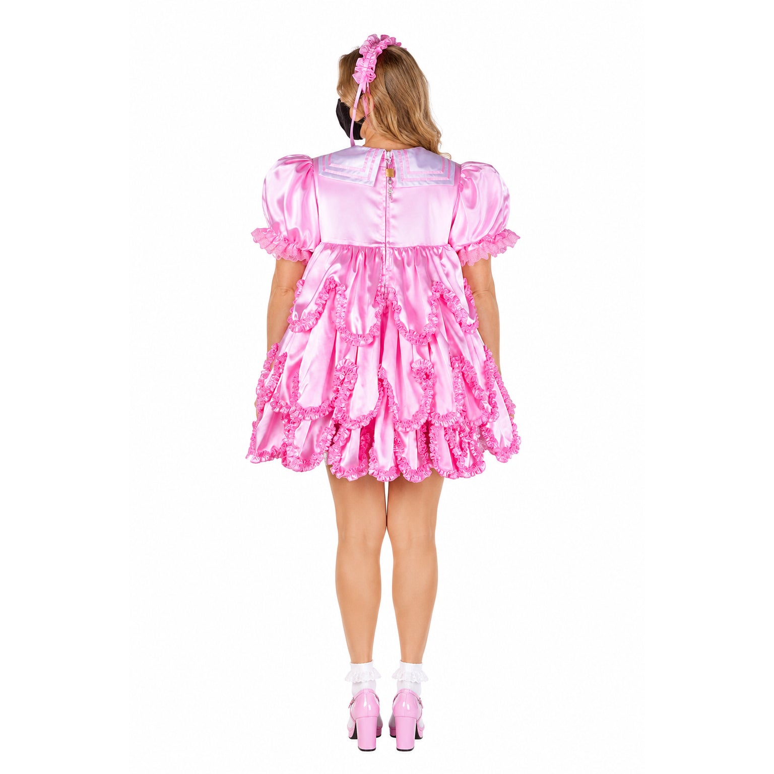 pink satin dress G2366