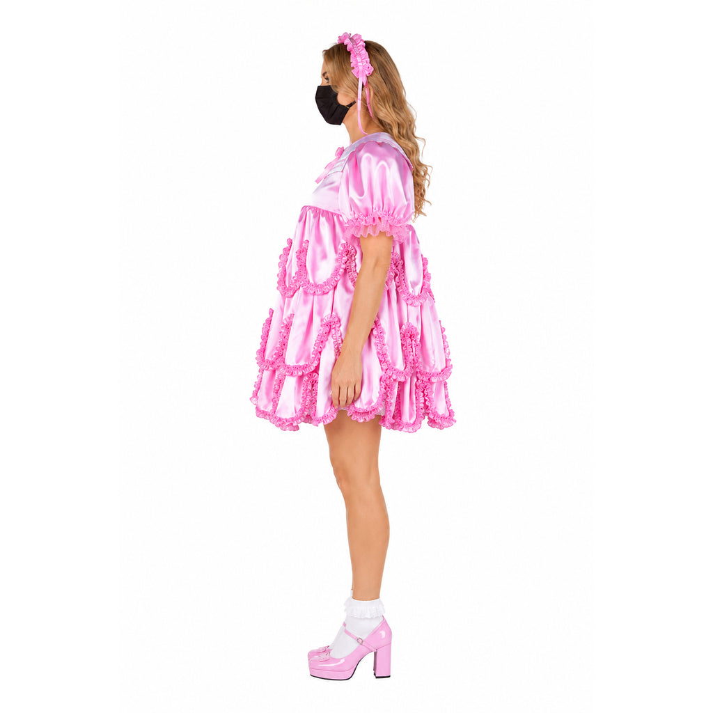 pink satin dress G2366