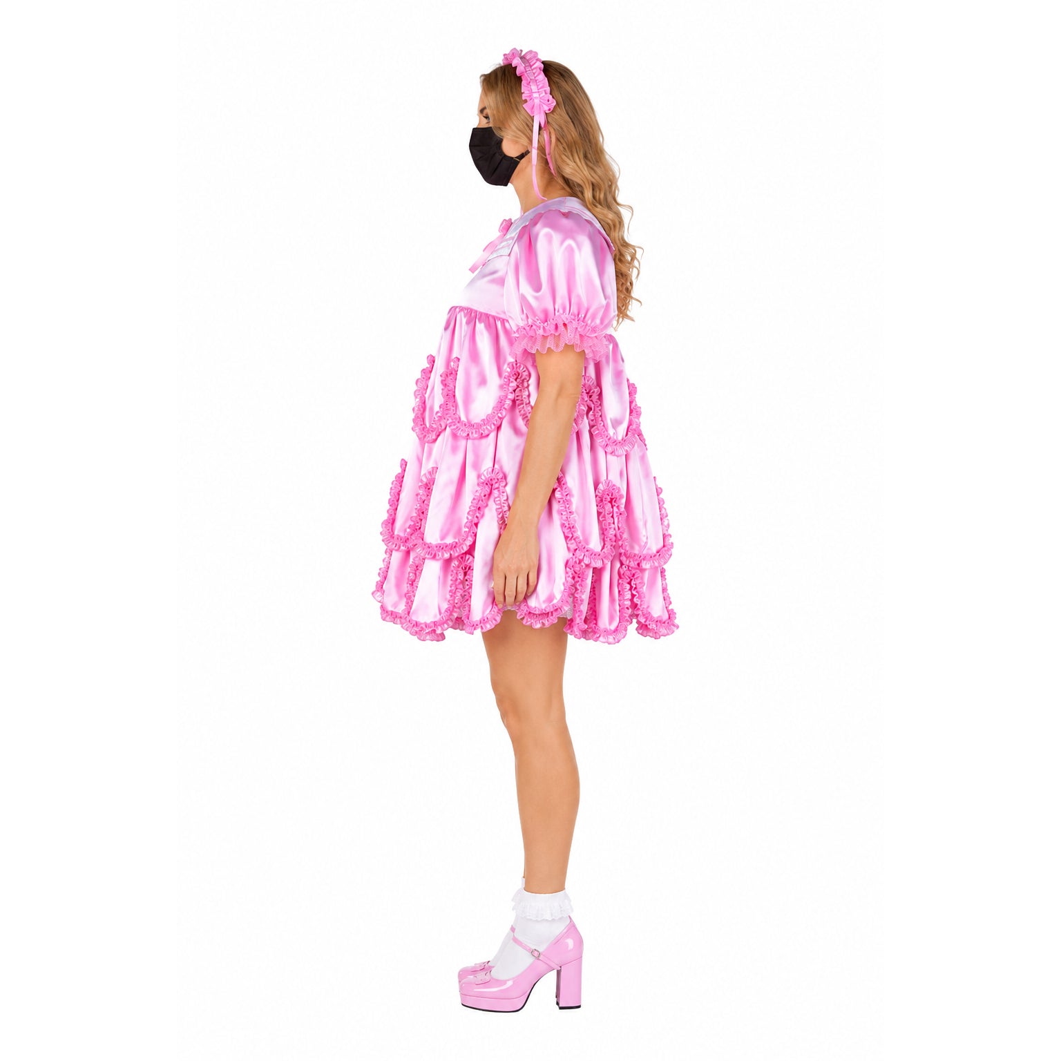 pink satin dress G2366