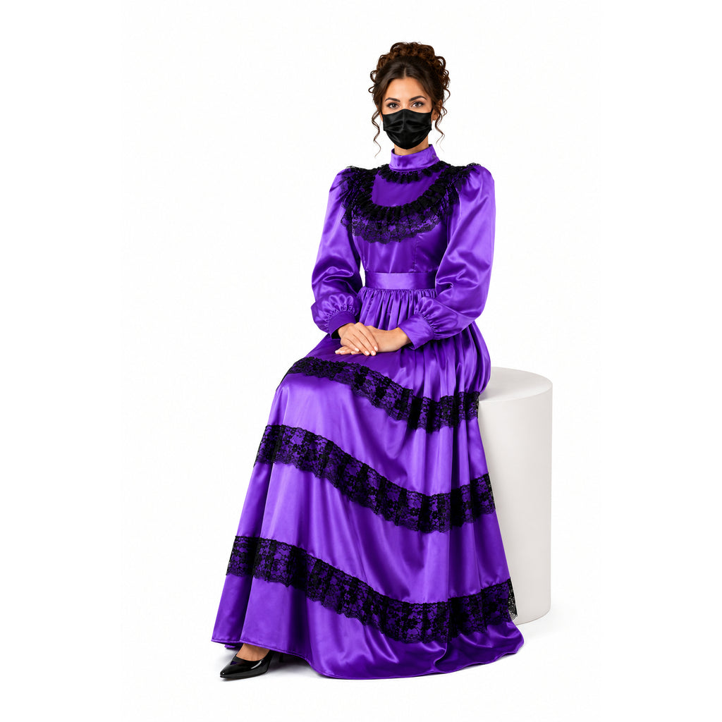 Purple satin dress G2368