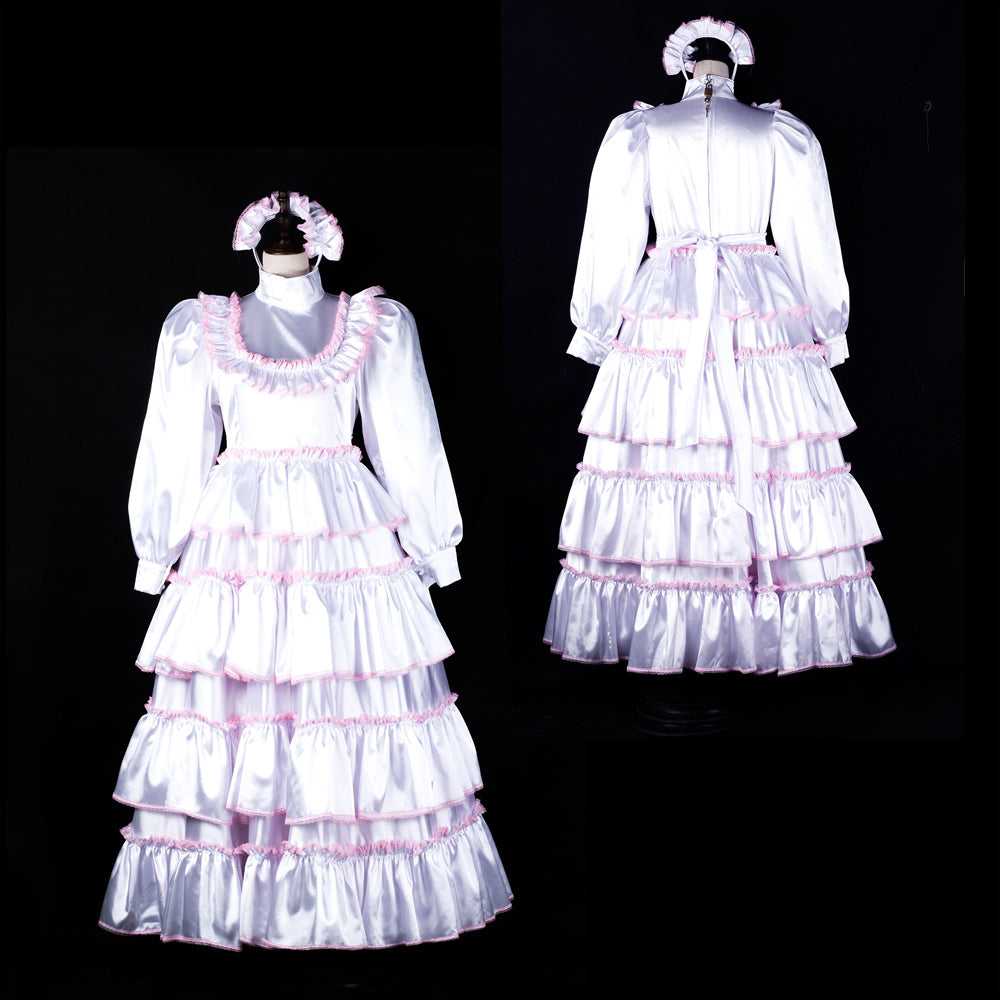 white satin dress G2369
