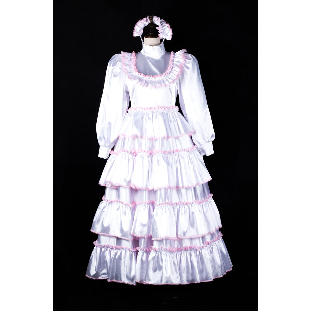 white satin dress G2369
