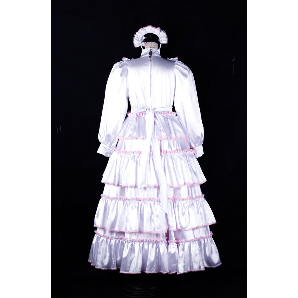 white satin dress G2369