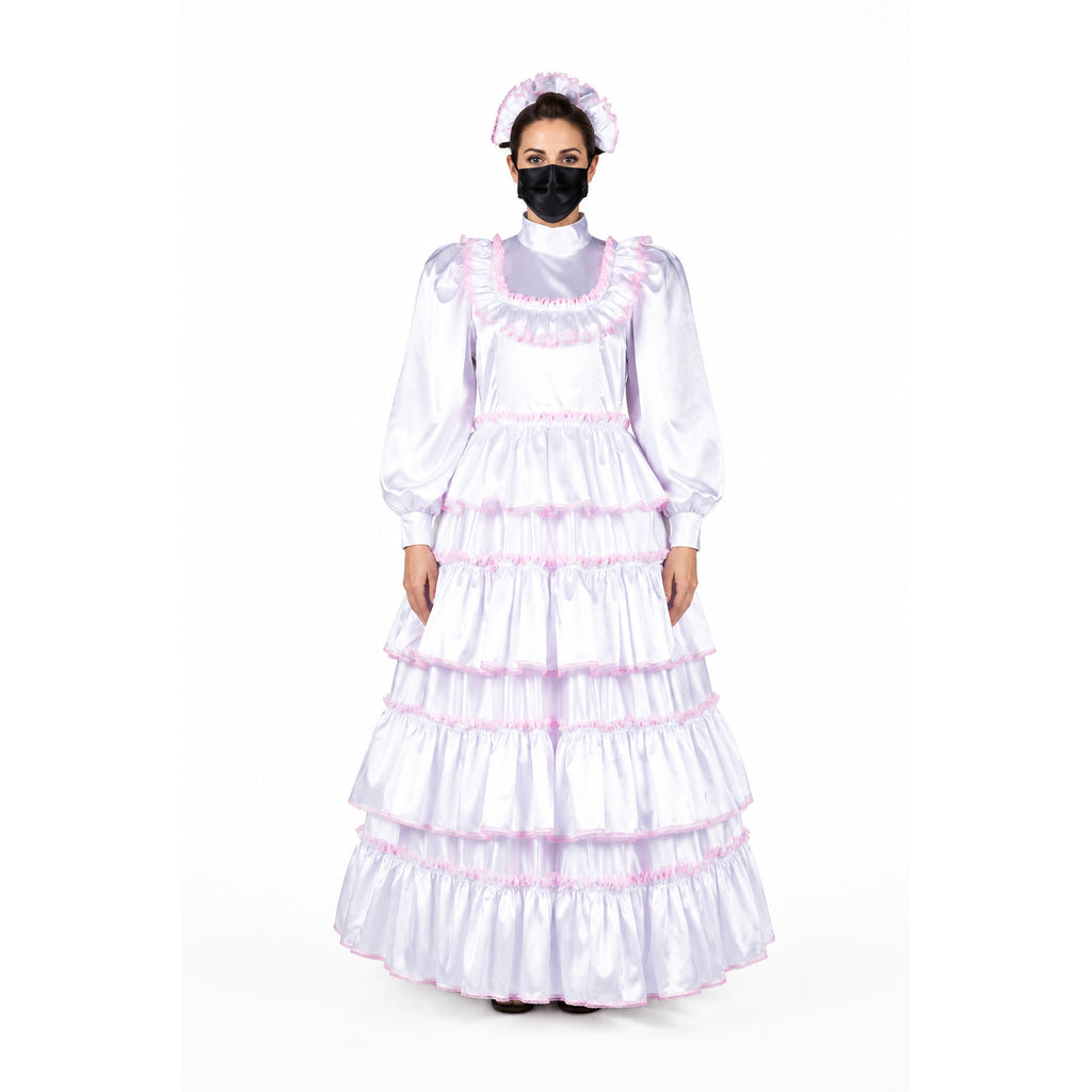 white satin dress G2369