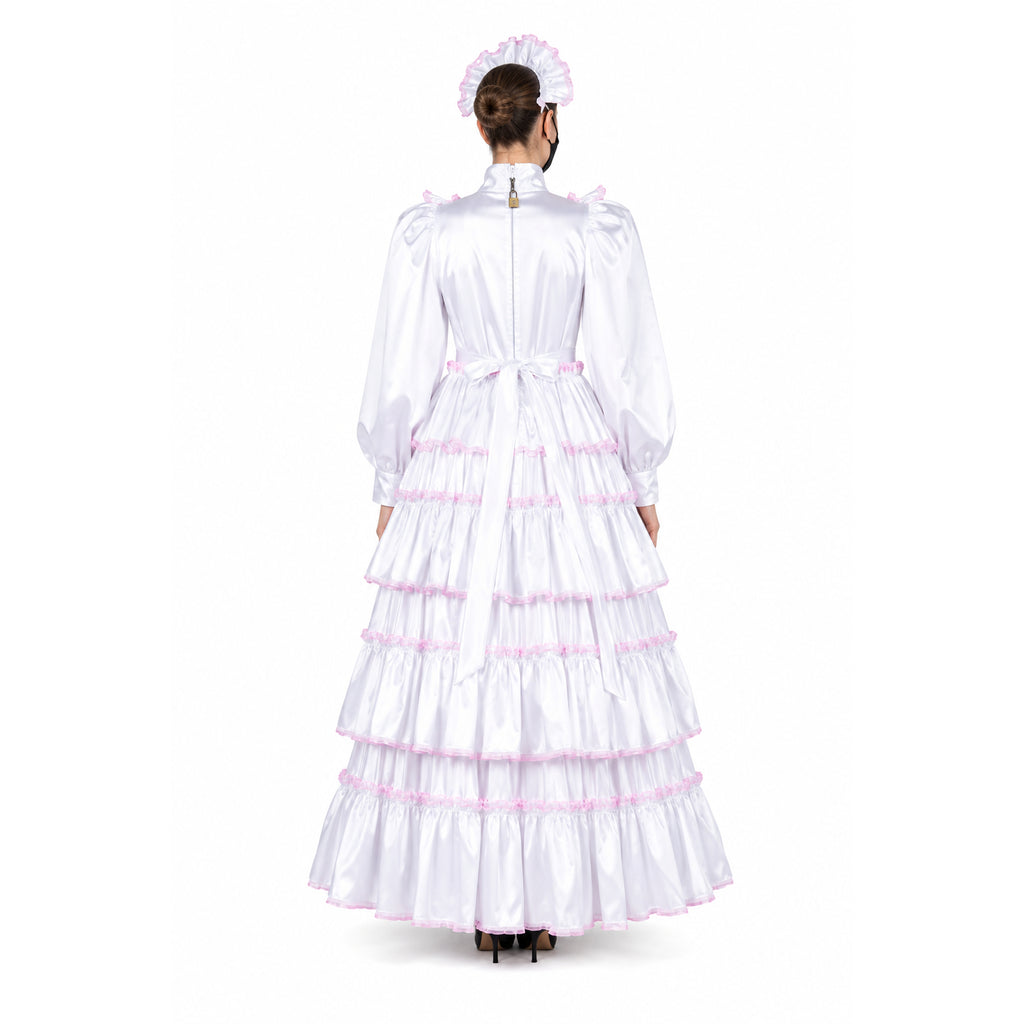 white satin dress G2369