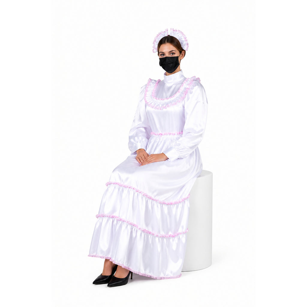 white satin dress G2369