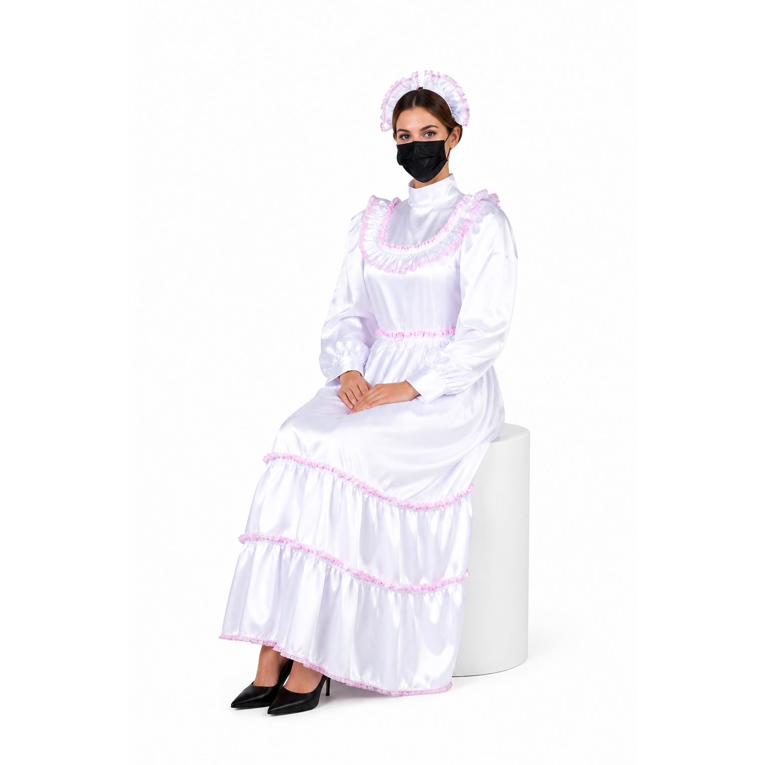 white satin dress G2369