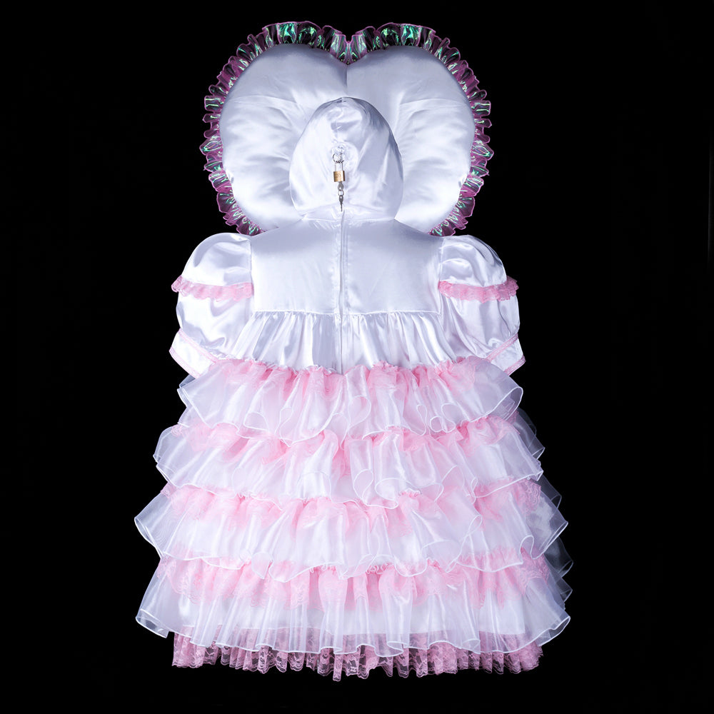 white satin organza dress G2391