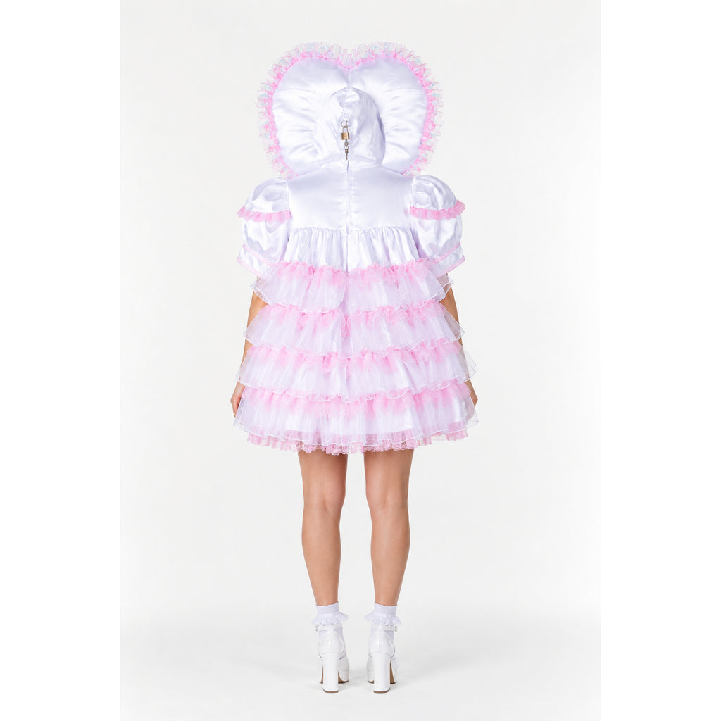 white satin organza dress G2391
